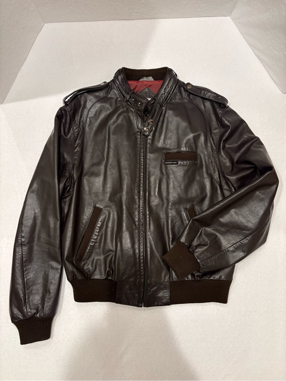Members Only Chocolate Brown Genuine Leather Bomber Jacket